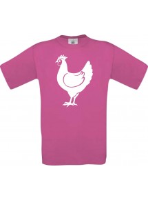 Cooles Kinder-Shirt Tiere Hahn, Chicken, pink, 104