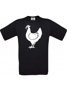 Cooles Kinder-Shirt Tiere Hahn, Chicken, schwarz, 104