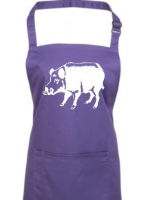 Kochschürze, Tiere Schwein Eber Sau Ferkel, purple