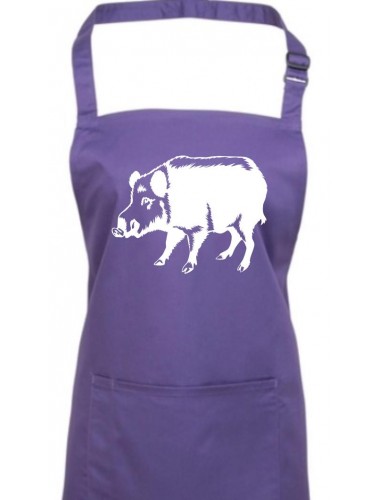 Kochschürze, Tiere Schwein Eber Sau Ferkel, purple