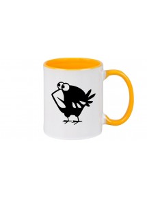 Kaffeepott Funny Tiere Vogel Spatz, gelb