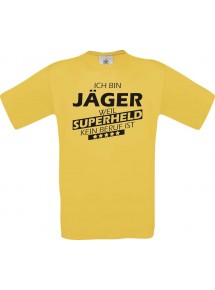 Männer-Shirt Ich bin Jäger, weil Superheld kein Beruf ist, gelb, Größe L