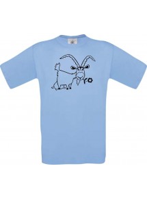 Cooles Kinder-Shirt Funny Tiere Ziege Steinbock , hellblau, 104