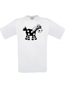 Cooles Kinder-Shirt Funny Tiere Pferd Pony, weiss, 104