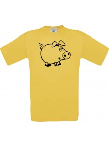 Cooles Kinder-Shirt Funny Tiere Schweinchen Schwein Ferkel, gelb, 104