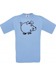Cooles Kinder-Shirt Funny Tiere Schweinchen Schwein Ferkel, hellblau, 104