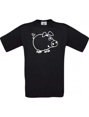 Cooles Kinder-Shirt Funny Tiere Schweinchen Schwein Ferkel, schwarz, 104