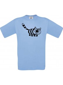 Cooles Kinder-Shirt Funny Tiere Katze, hellblau, 104