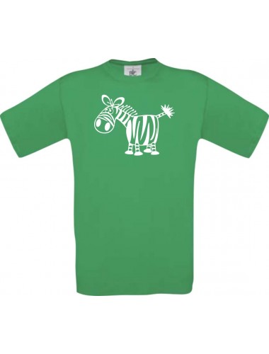 Cooles Kinder-Shirt Funny Tiere Zebra, kellygreen, 104