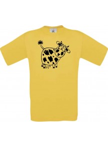Cooles Kinder-Shirt Funny Tiere Kuh, gelb, 104