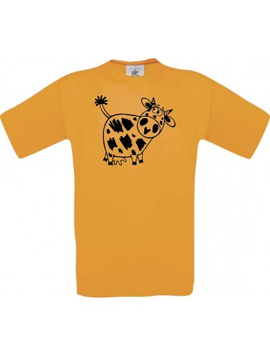 Cooles Kinder-Shirt Funny Tiere Kuh, orange, 104