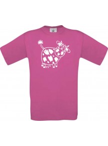 Cooles Kinder-Shirt Funny Tiere Kuh, pink, 104
