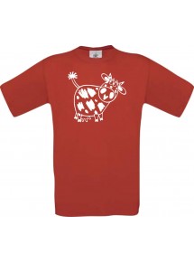 Cooles Kinder-Shirt Funny Tiere Kuh, rot, 104