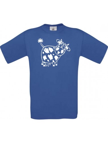 Cooles Kinder-Shirt Funny Tiere Kuh, royalblau, 104