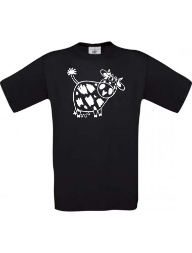 Cooles Kinder-Shirt Funny Tiere Kuh, schwarz, 104