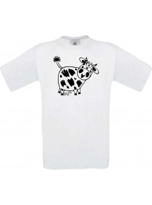 Cooles Kinder-Shirt Funny Tiere Kuh, weiss, 104