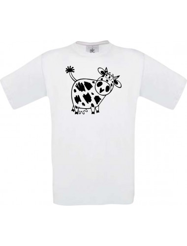 Cooles Kinder-Shirt Funny Tiere Kuh, weiss, 104