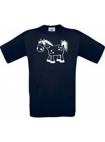 Cooles Kinder-Shirt Funny Tiere Pferd Pony, blau, 104