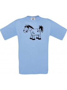 Cooles Kinder-Shirt Funny Tiere Pferd Pony, hellblau, 104