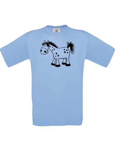 Cooles Kinder-Shirt Funny Tiere Pferd Pony, hellblau, 104