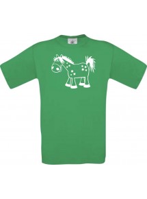 Cooles Kinder-Shirt Funny Tiere Pferd Pony, kellygreen, 104