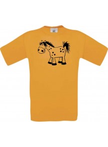 Cooles Kinder-Shirt Funny Tiere Pferd Pony, orange, 104