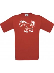 Cooles Kinder-Shirt Funny Tiere Pferd Pony, rot, 104