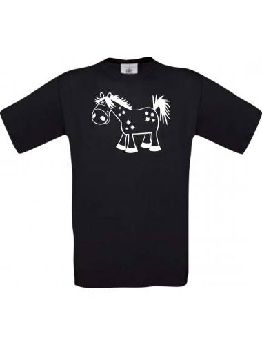 Cooles Kinder-Shirt Funny Tiere Pferd Pony, schwarz, 104