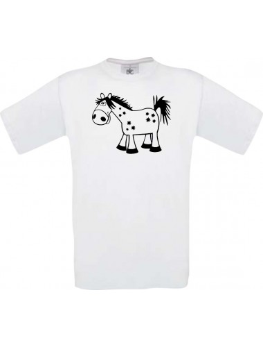 Cooles Kinder-Shirt Funny Tiere Pferd Pony, weiss, 104
