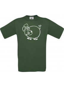 Cooles Kinder-Shirt Funny Tiere Ferkel, dunkelgruen, 104