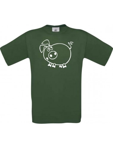 Cooles Kinder-Shirt Funny Tiere Ferkel, dunkelgruen, 104