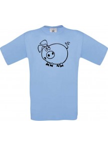 Cooles Kinder-Shirt Funny Tiere Ferkel, hellblau, 104