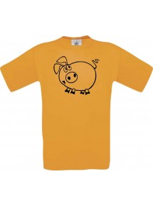 Cooles Kinder-Shirt Funny Tiere Ferkel, orange, 104