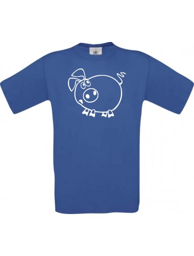Cooles Kinder-Shirt Funny Tiere Ferkel, royalblau, 104