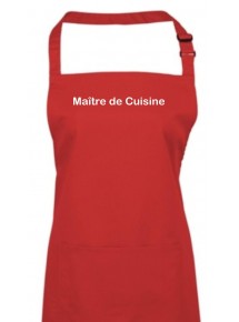 Kochschürze, Maître de Cuisine Küche Service Kochen Backen Großküche, rot