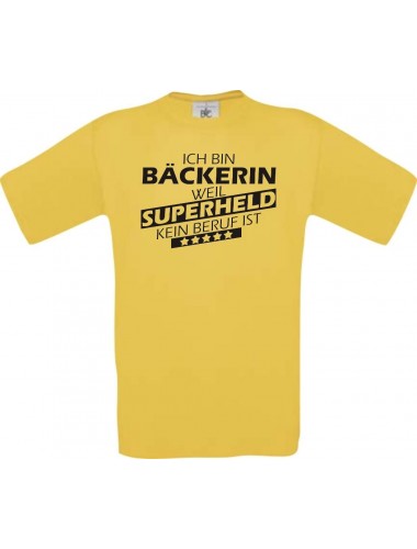 Männer-Shirt Ich bin Bäckerin, weil Superheld kein Beruf ist, gelb, Größe L