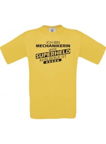 Männer-Shirt Ich bin Mechanikerin, weil Superheld kein Beruf ist, gelb, Größe L