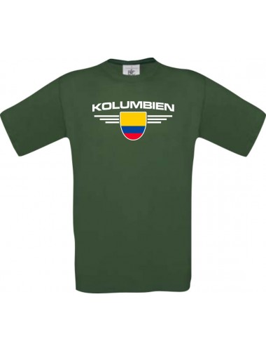 Kinder-Shirt Kolumbien, Land, Länder, dunkelgruen, 104