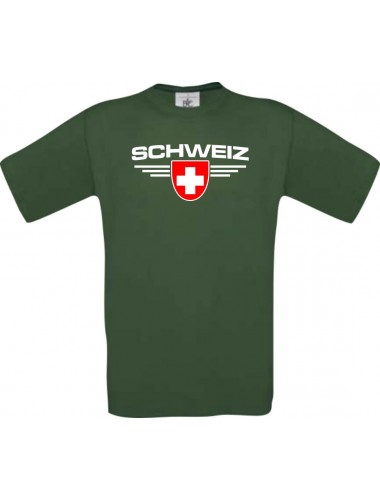 Kinder-Shirt Schweiz, Land, Länder, dunkelgruen, 104