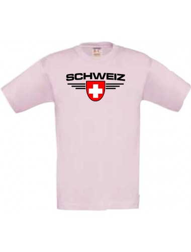 Kinder-Shirt Schweiz, Land, Länder, rosa, 104