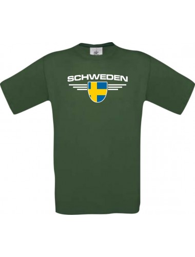 Kinder-Shirt Schweden, Land, Länder, dunkelgruen, 104
