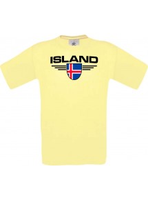 Man T-Shirt Island, Land, Länder, hellgelb, L