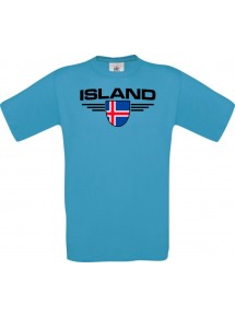 Man T-Shirt Island, Land, Länder, türkis, L