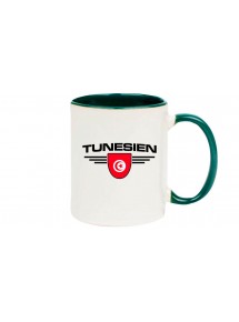 Kaffeepott Tunesien, Wappen, Land, Länder, gruen