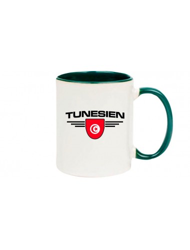 Kaffeepott Tunesien, Wappen, Land, Länder, gruen
