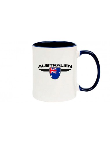 Kaffeepott Australien, Wappen, Land, Länder, blau