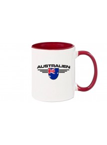 Kaffeepott Australien, Wappen, Land, Länder, burgundy