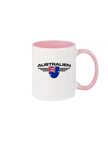 Kaffeepott Australien, Wappen, Land, Länder, rosa