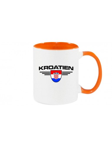 Kaffeepott Kroatien, Wappen, Land, Länder, orange