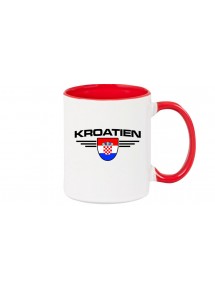 Kaffeepott Kroatien, Wappen, Land, Länder, rot